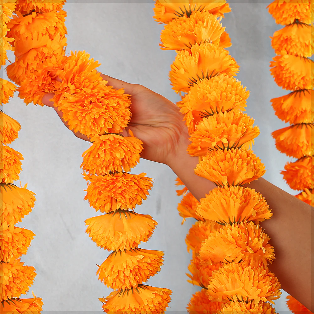 Artificial Marigold Flower Single Garland - Image 7