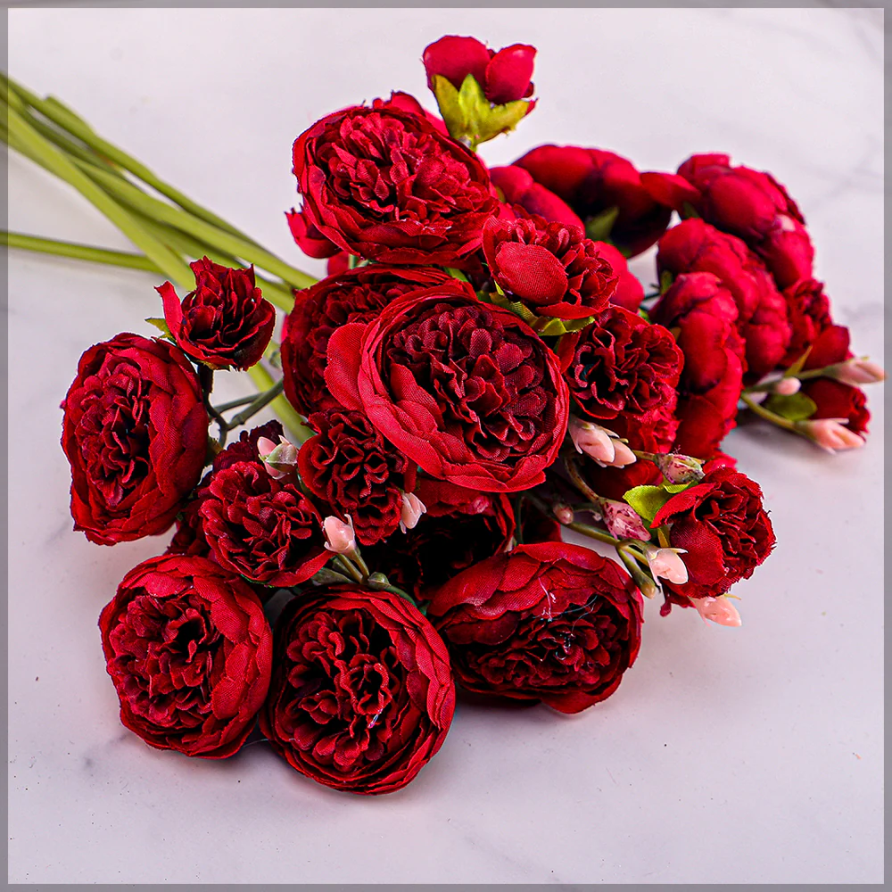 Artificial Mini Peony Flower Single Bouquet - Image 16