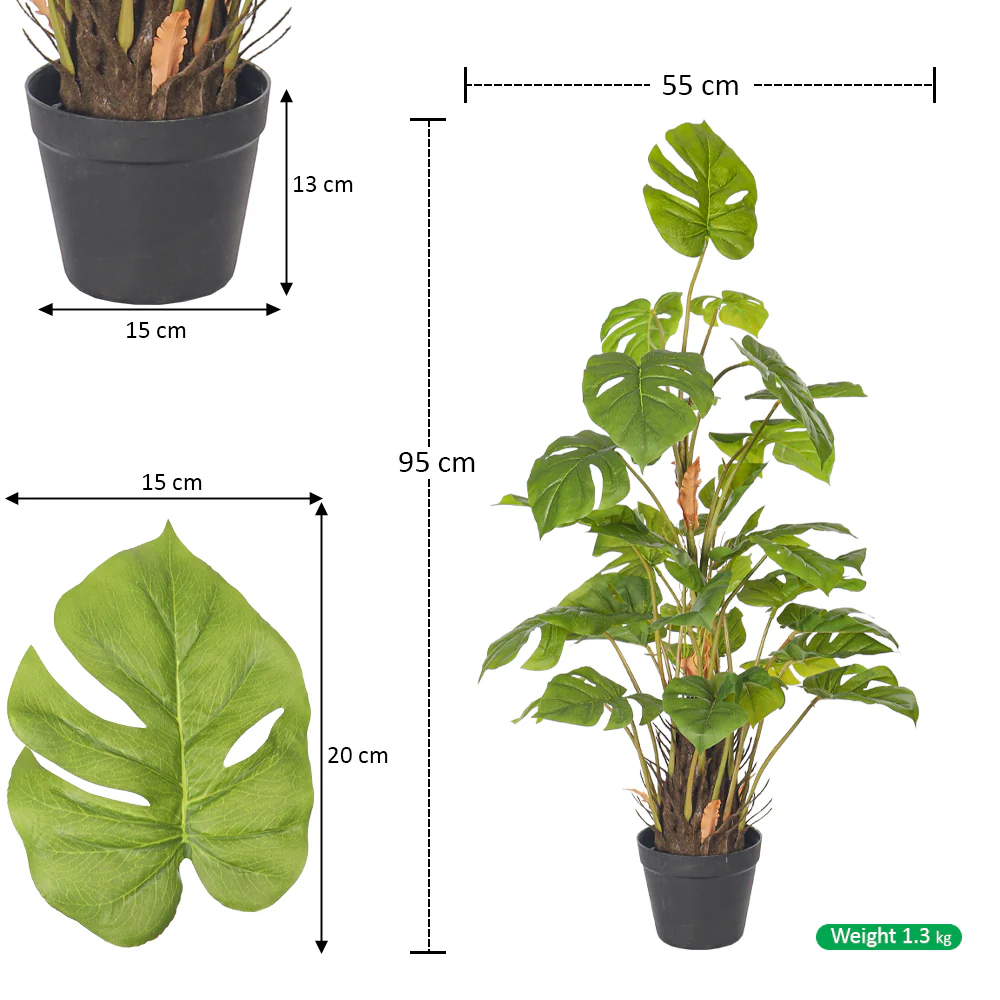 Artificial Monstera Plant 95cm High - Image 2