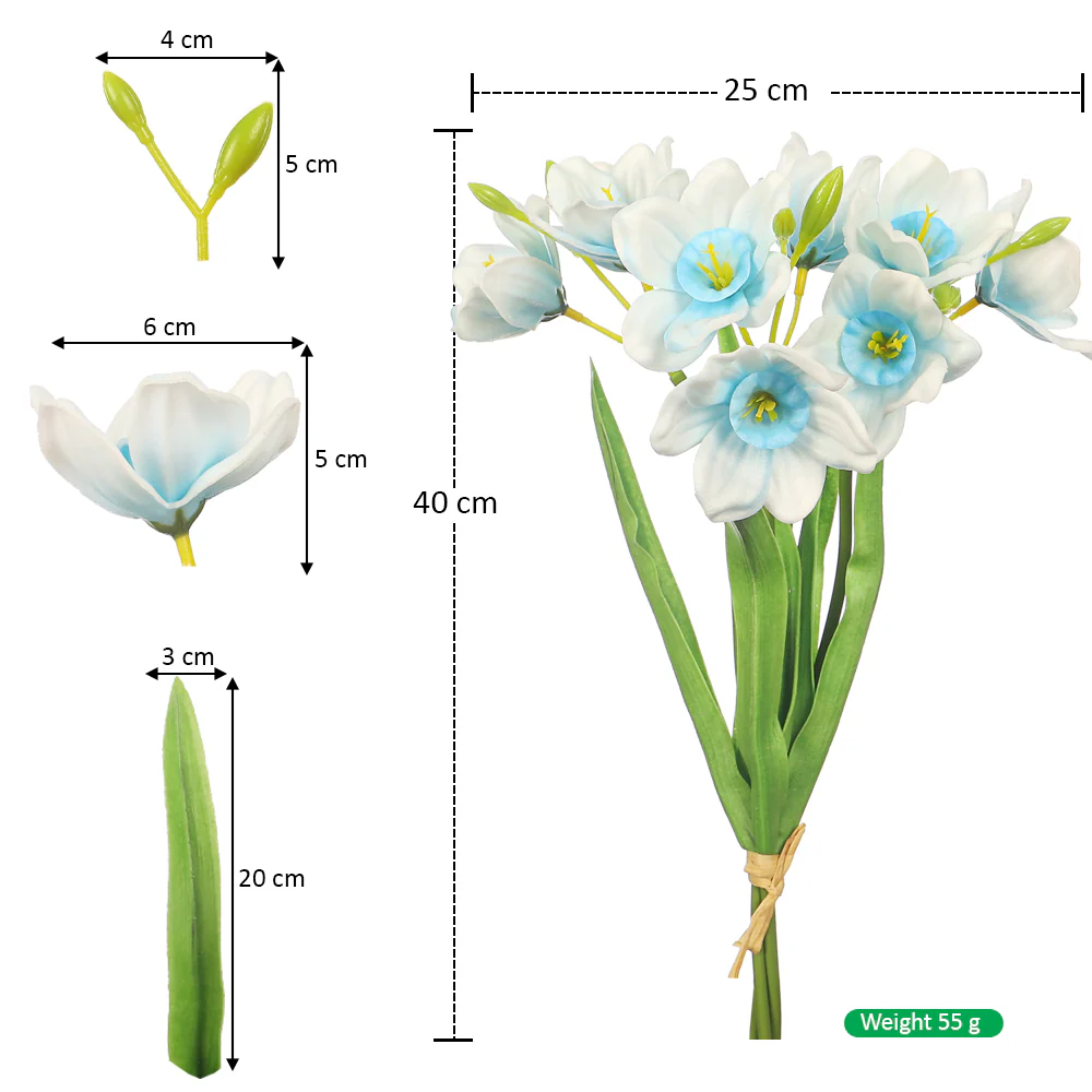 Artificial Narcissus Daffodil Fake Flower Bunch (without vase) - Image 18