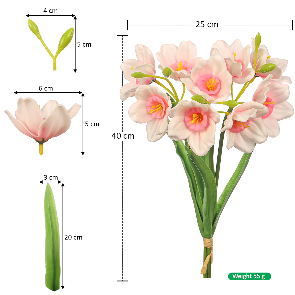 Artificial Narcissus Daffodil Fake Flower Bunch (without vase) - Image 22