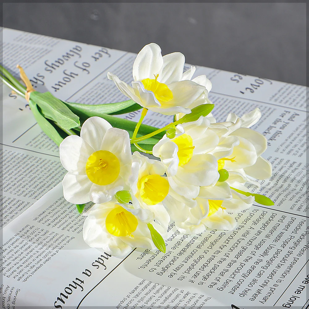 Artificial Narcissus Daffodil Fake Flower Bunch (without vase) - Image 3