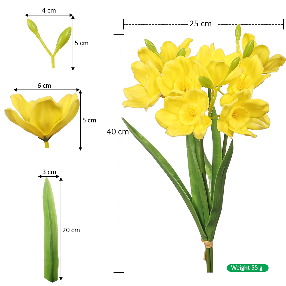 Artificial Narcissus Daffodil Fake Flower Bunch (without vase) - Image 6