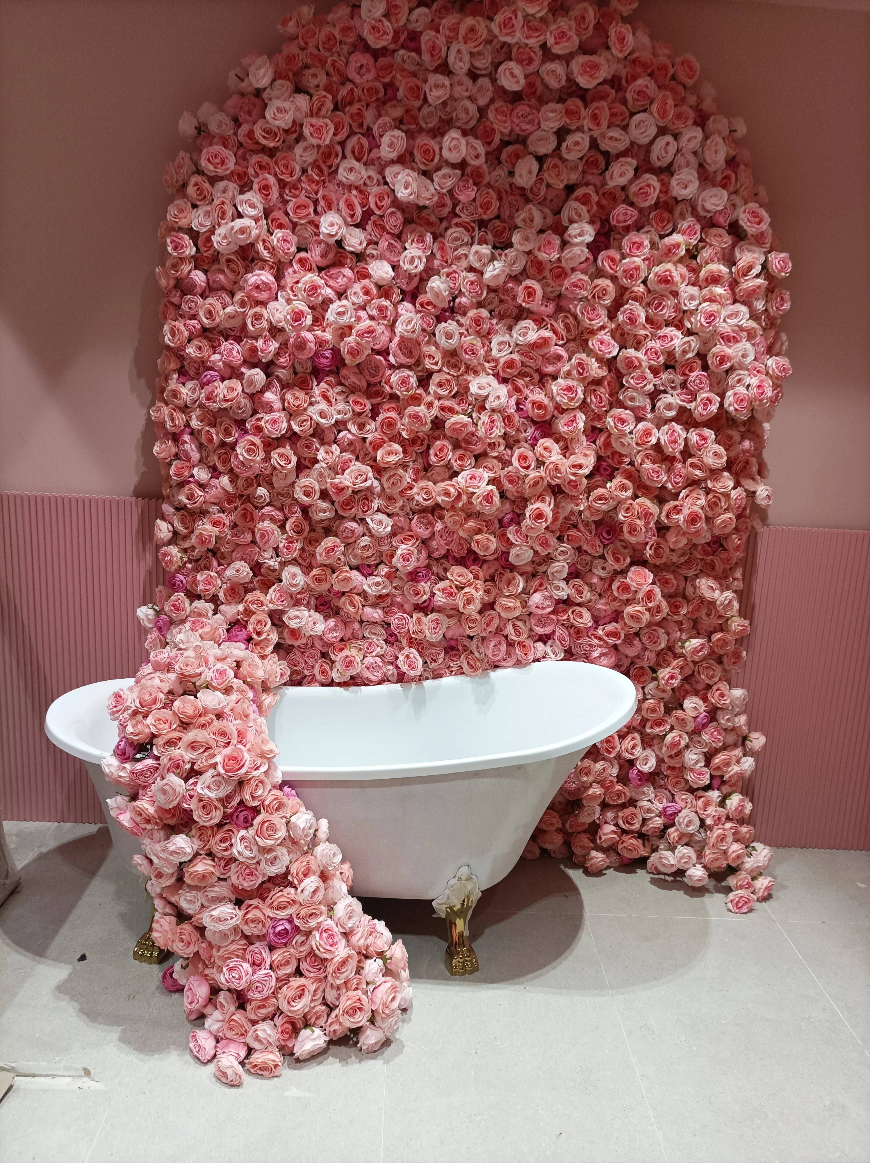 Artificial Pink Roses Wall Arrangement for display purposes only (non-sale) - Image 2