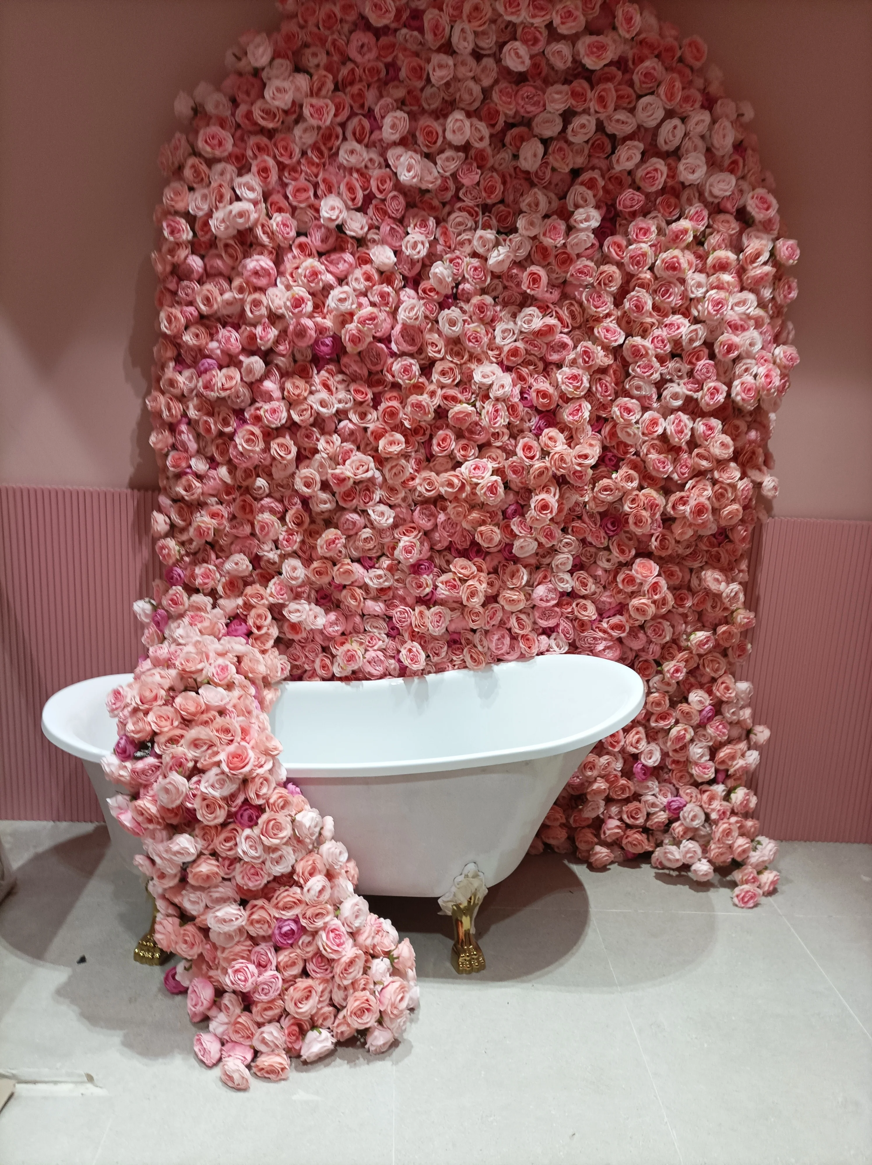 Artificial Pink Roses Wall Arrangement for display purposes only (non-sale) - Image 3