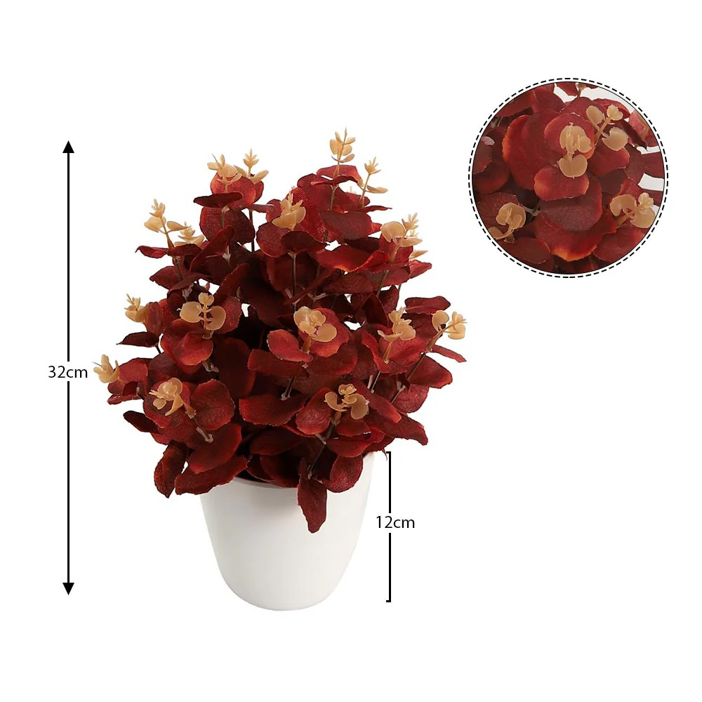 Artificial Potted Eucalyptus Leaf Red - Image 2