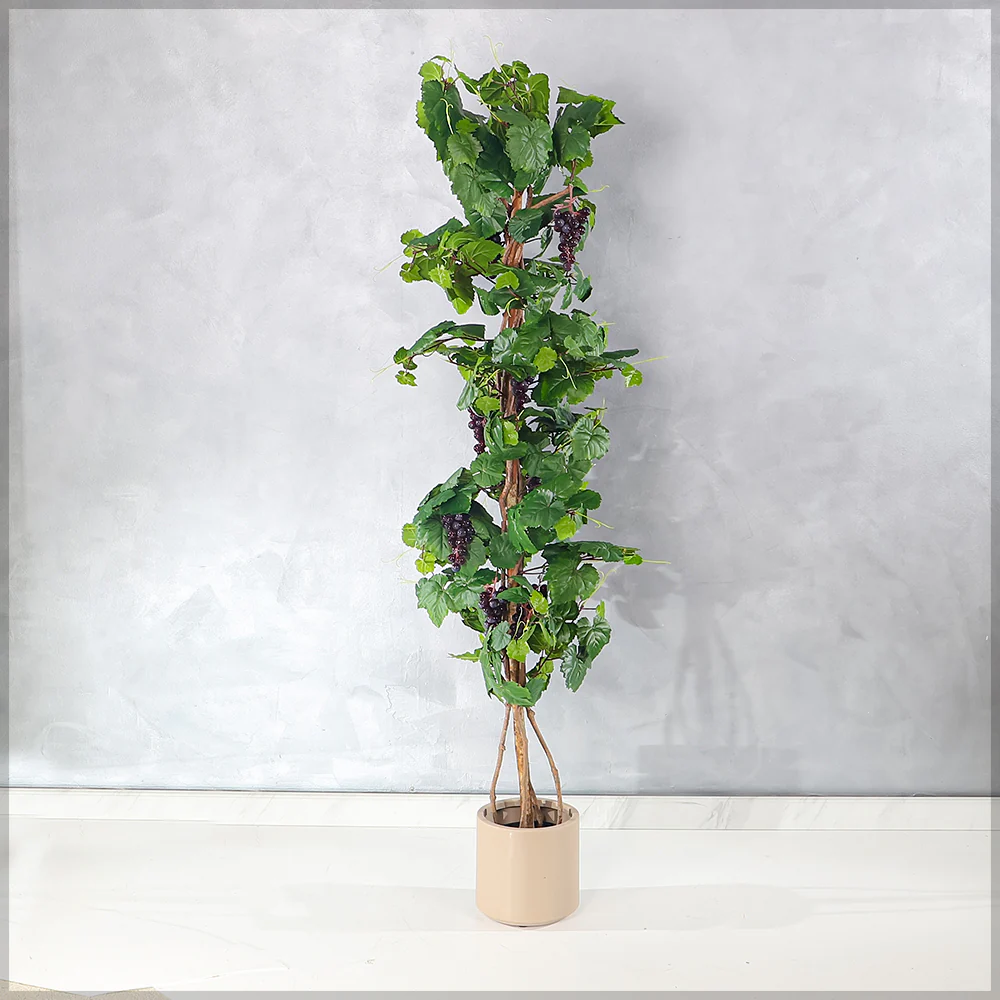 Artificial Potted Grape Plant 170cm Tall(with black nursery pot)