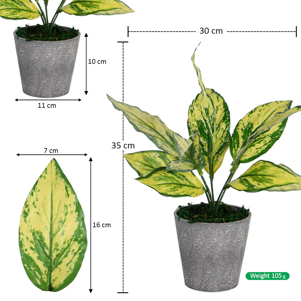 Artificial Potted Green Bunch Leaves - Image 2