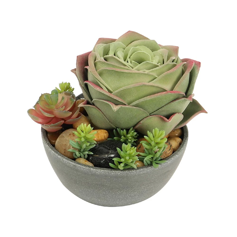 Artificial Single Rose Succulent Plant Red Green(succulent only) - Image 6