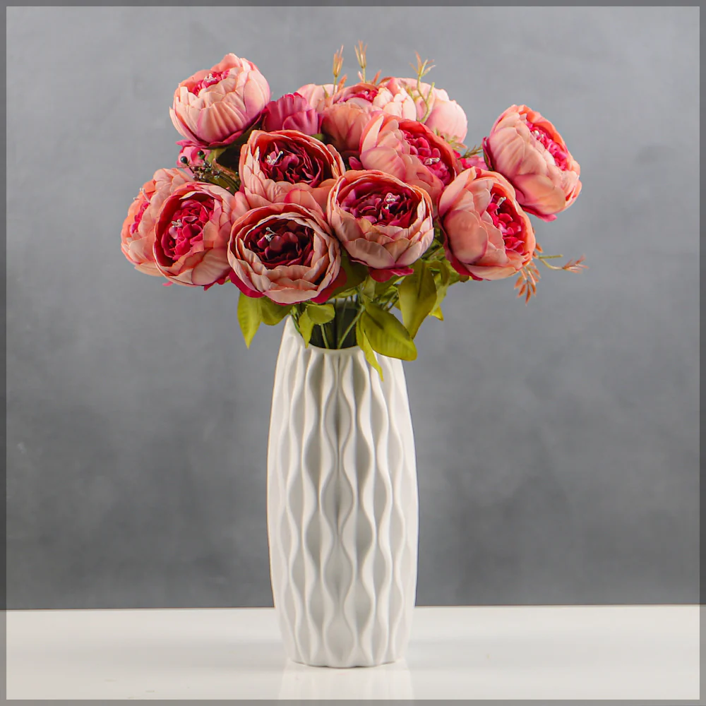Artificial Silk Peony Bunch Flowers - Image 12