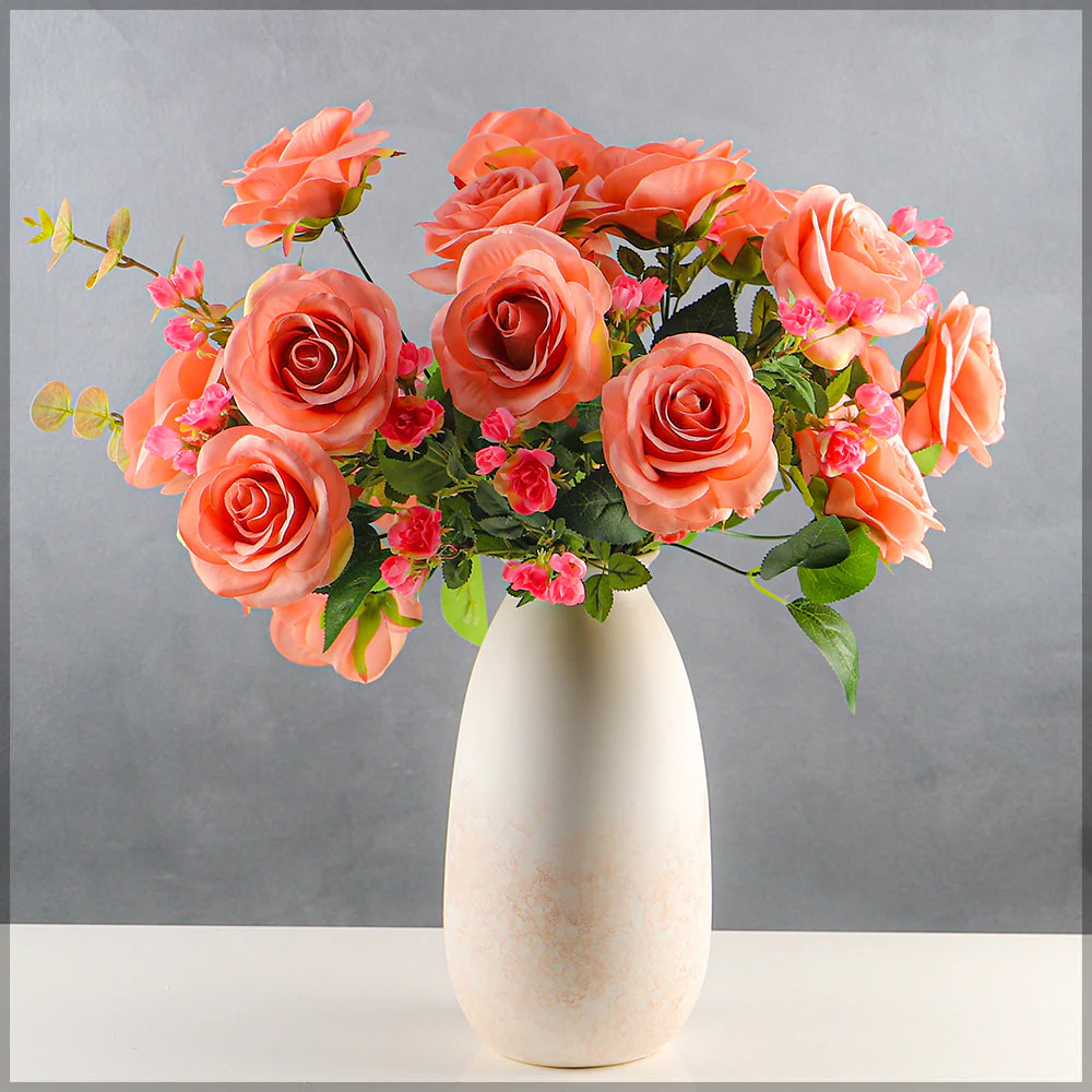 Artificial Silk Rose Flowers Single Bunch (without vase) - Image 13