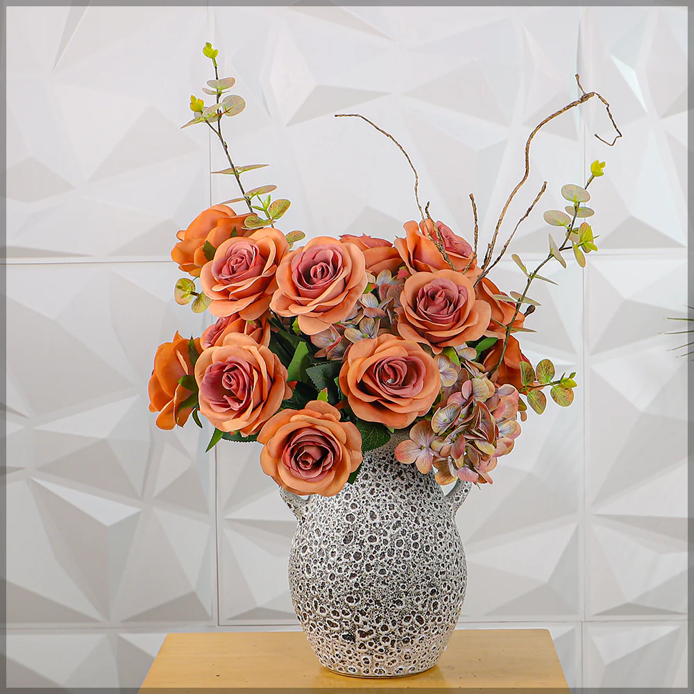 Artificial Silk Rose Flowers Single Bunch (without vase) - Image 50