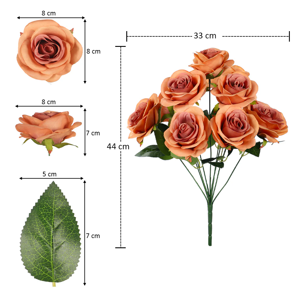 Artificial Silk Rose Flowers Single Bunch (without vase) - Image 51