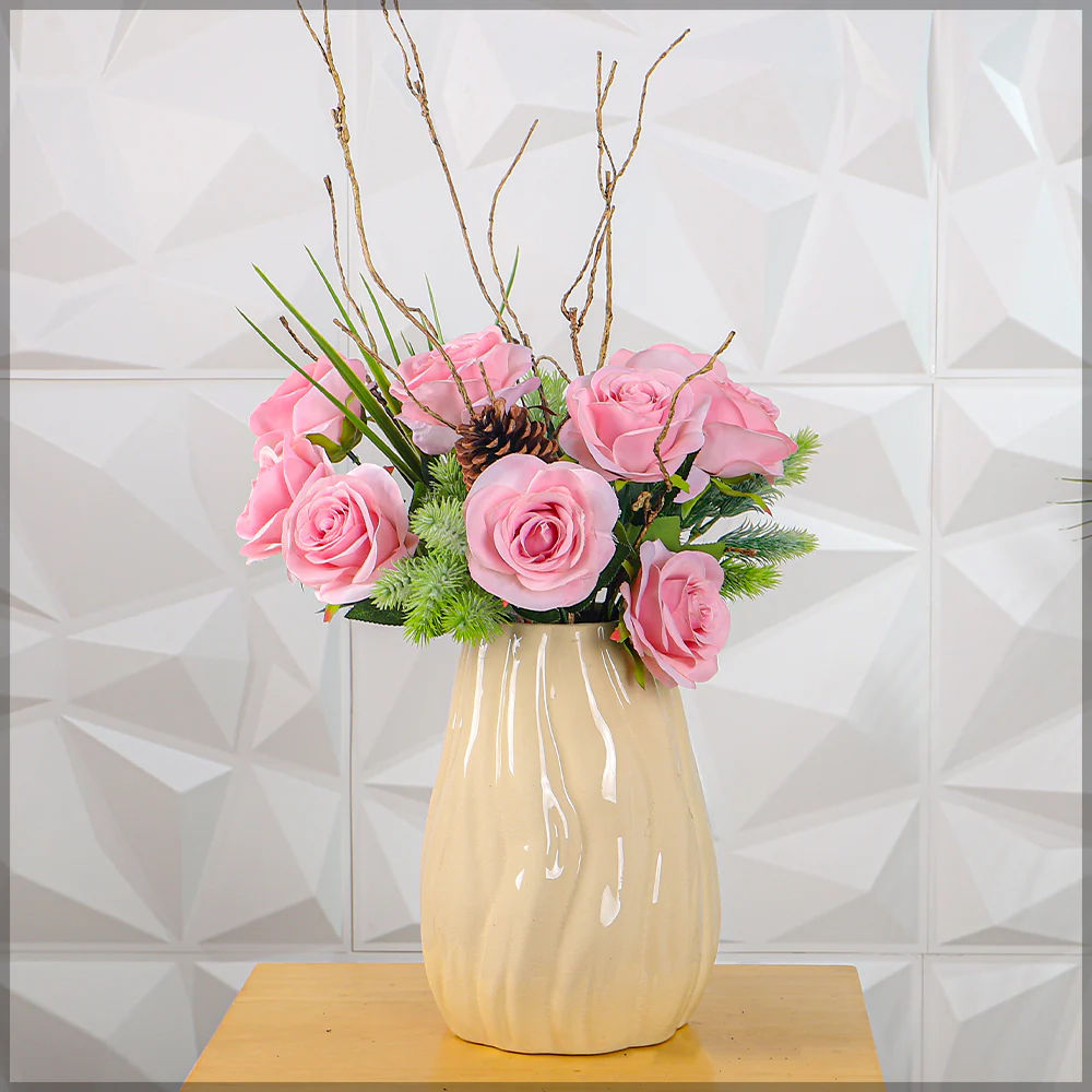 Artificial Silk Rose Flowers Single Bunch (without vase) - Image 53