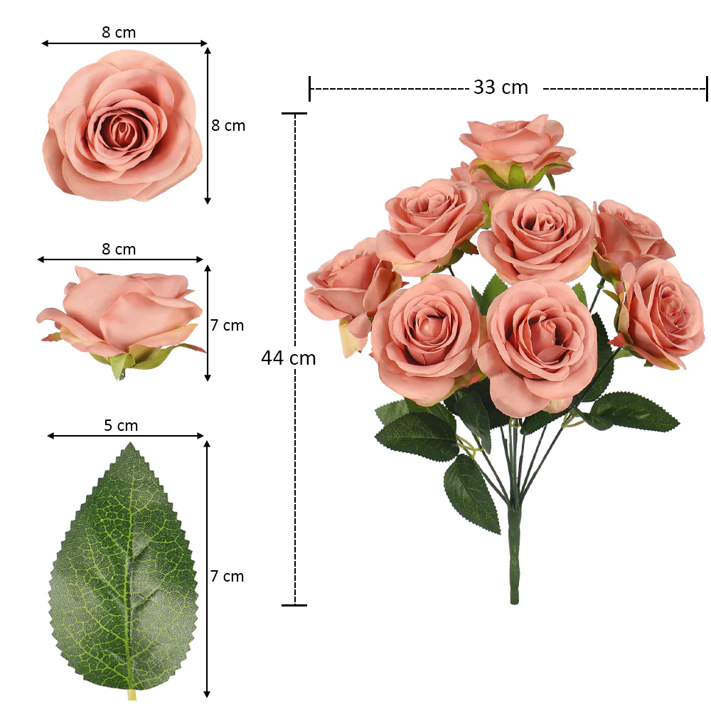 Artificial Silk Rose Flowers Single Bunch (without vase) - Image 60