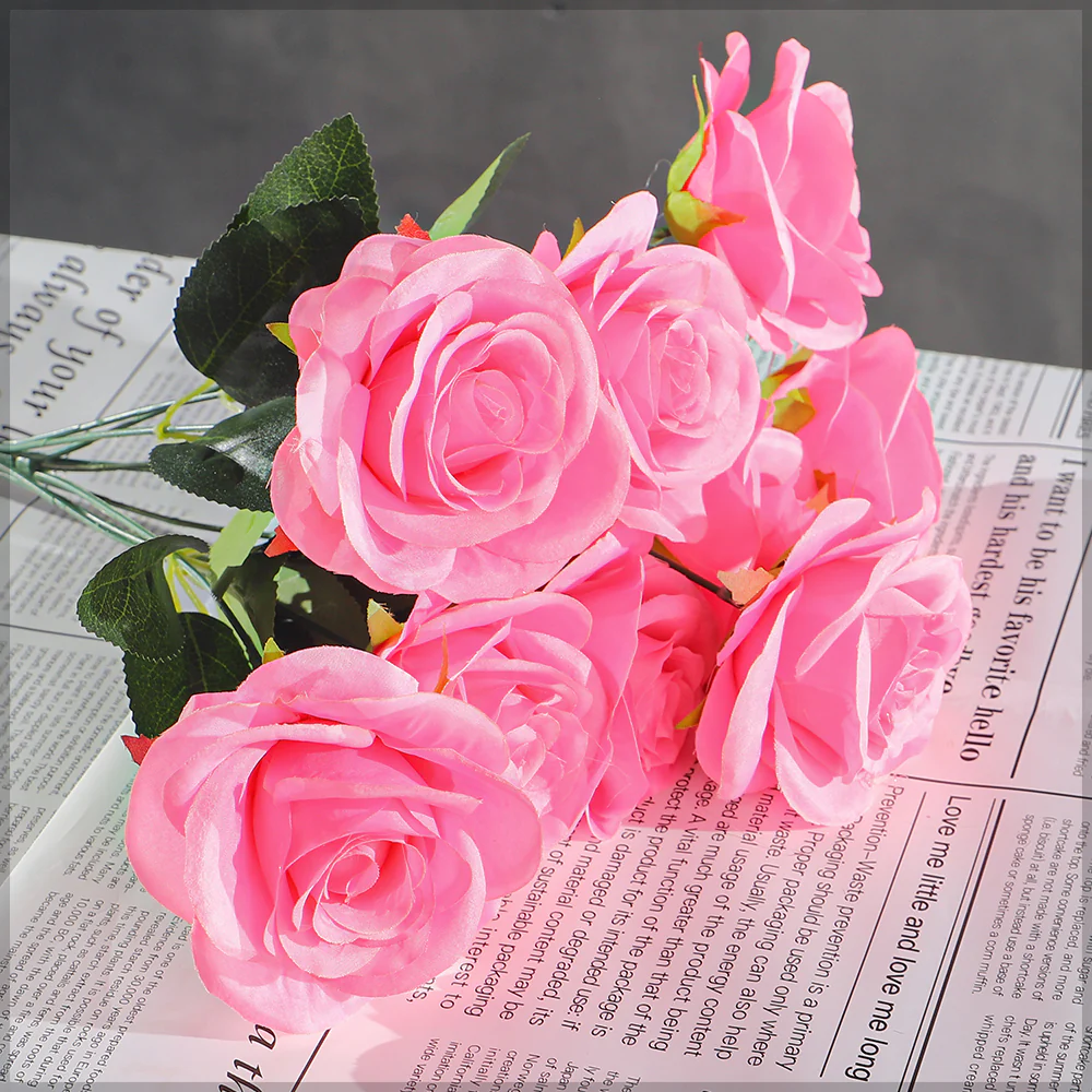 Artificial Silk Rose Flowers Single Bunch (without vase) - Image 73