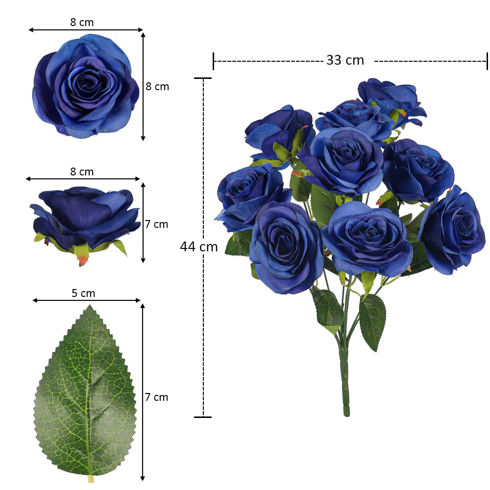 Artificial Silk Rose Flowers Single Bunch (without vase) - Image 8