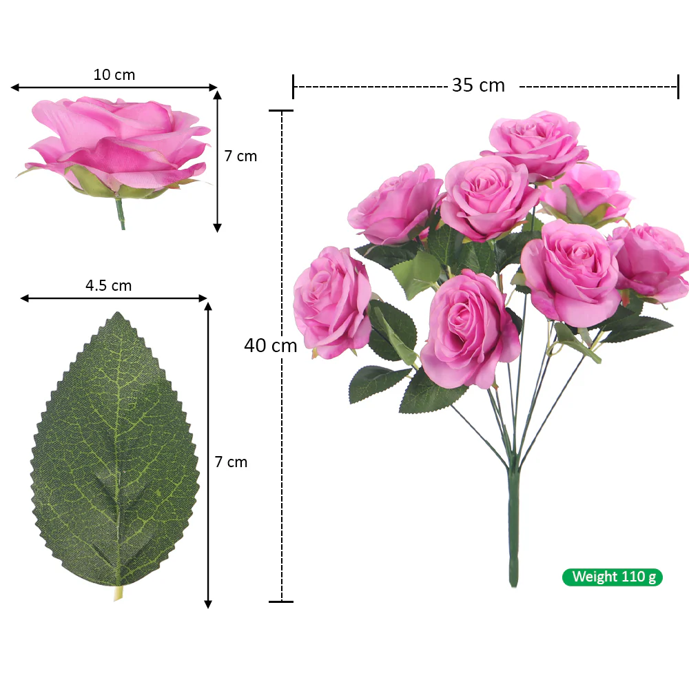 Artificial Silk Rose Flowers Single Bunch (without vase) - Image 80