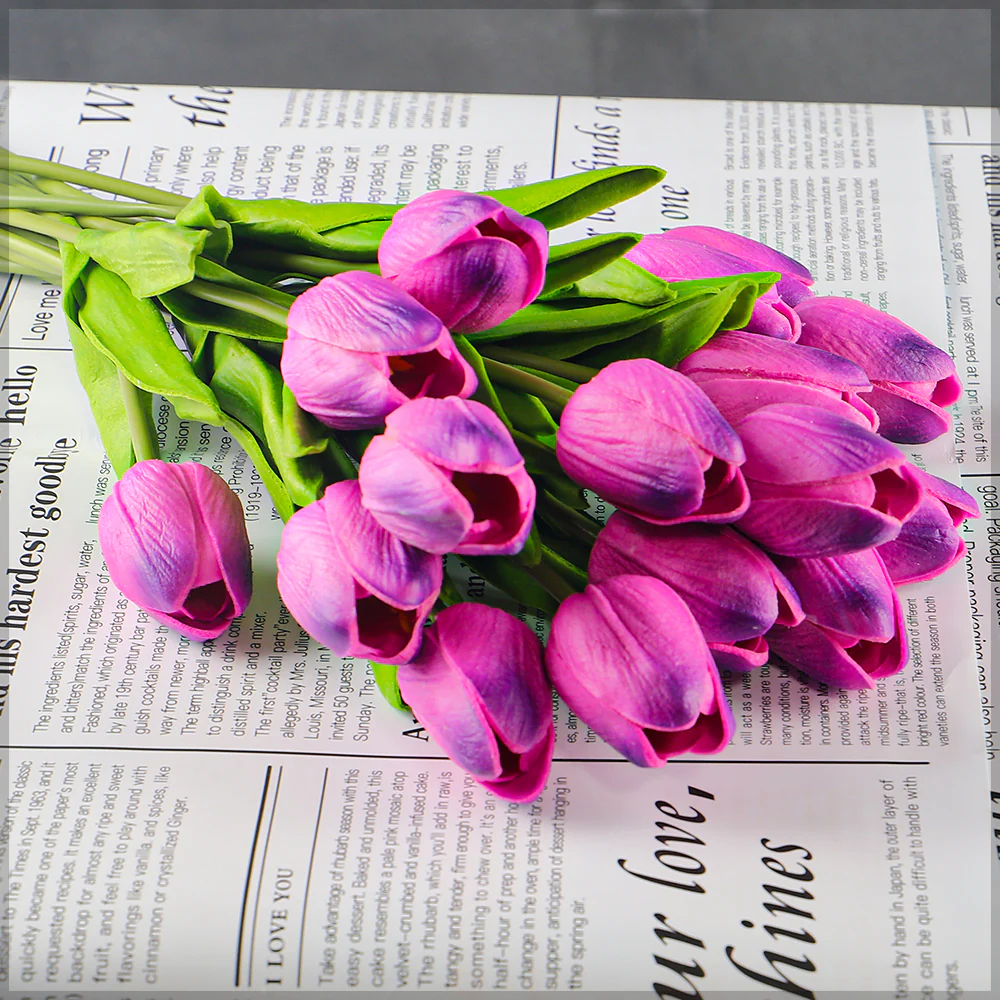 Artificial Tulip Flowers Single Bunch (without vase) - Image 30