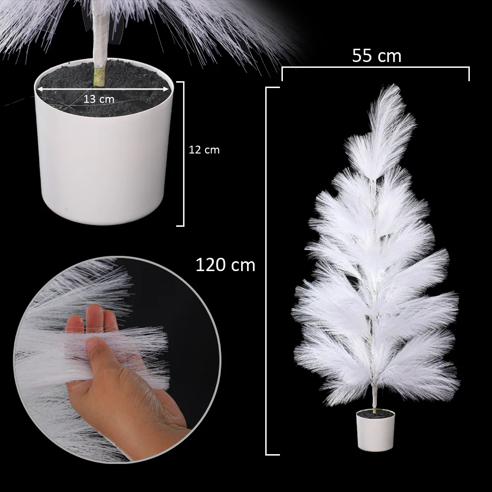Artificial White Fluffy Feather Plant - Image 2