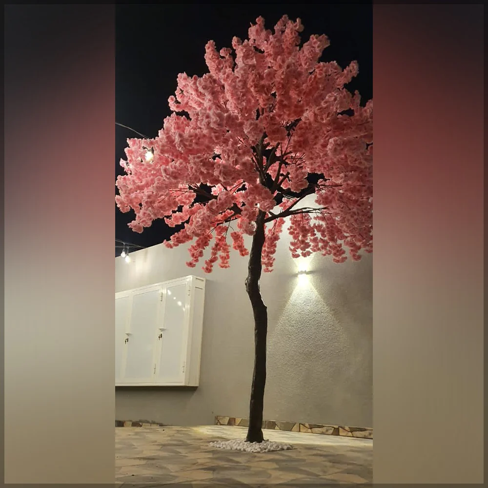 Backyard Plant Decoration Using Nearly Natural Cherry Blossom Plant 3.2 m High and 5M high Palm Tree - Image 3