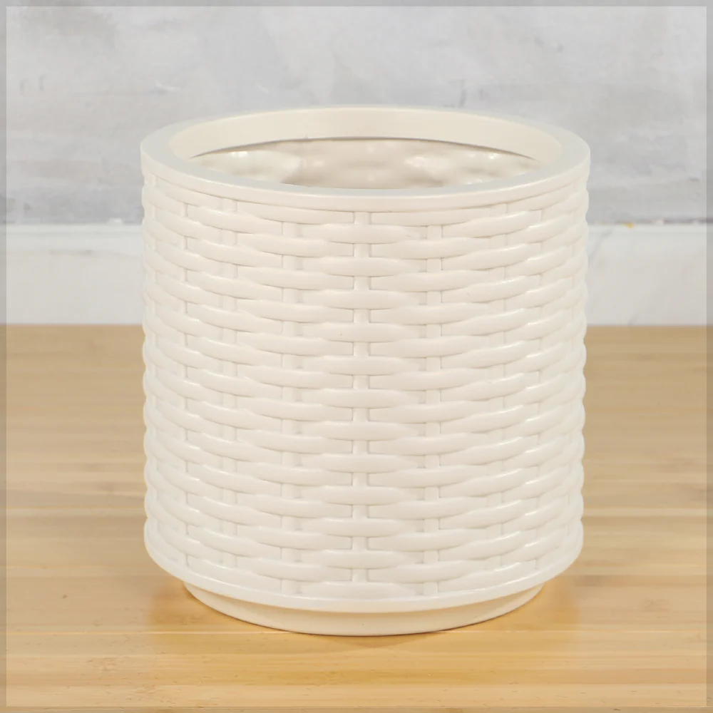Bamboo Woven Design Plastic Pot - Image 4