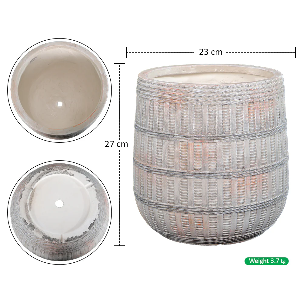 Basket Design Concrete Vase - Image 2