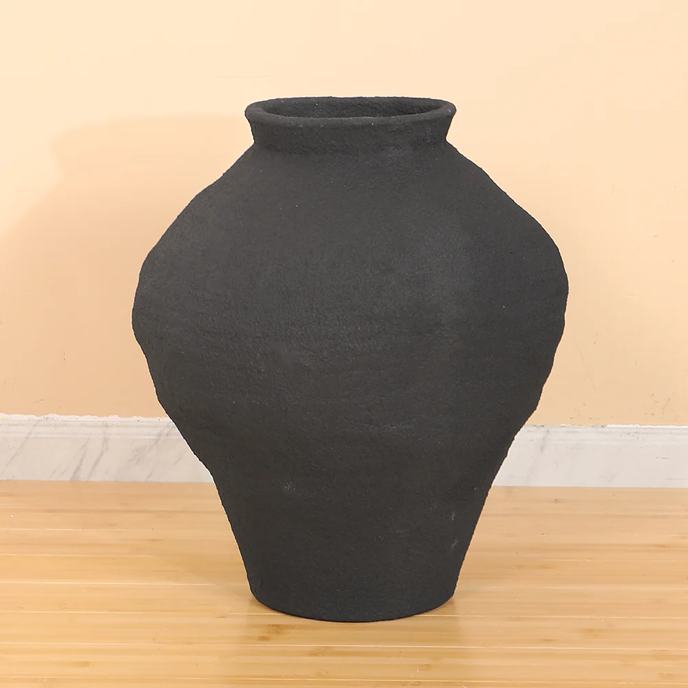 Black Textured Concrete Vase