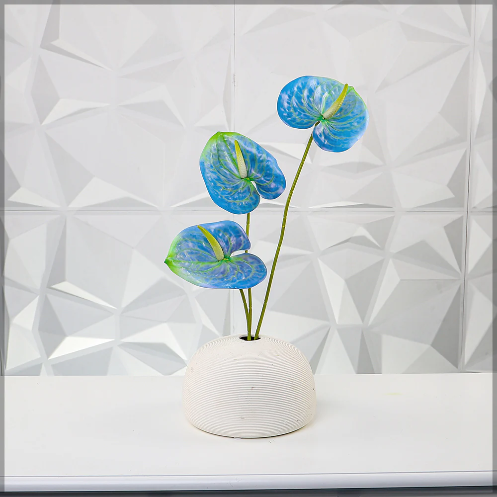 Blue Anthurium Flower Arrangement with Vase - Image 2