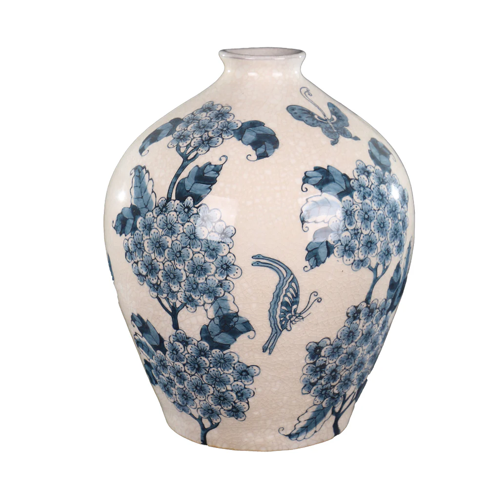 Blue Floral Ceramic Vase - Image 4