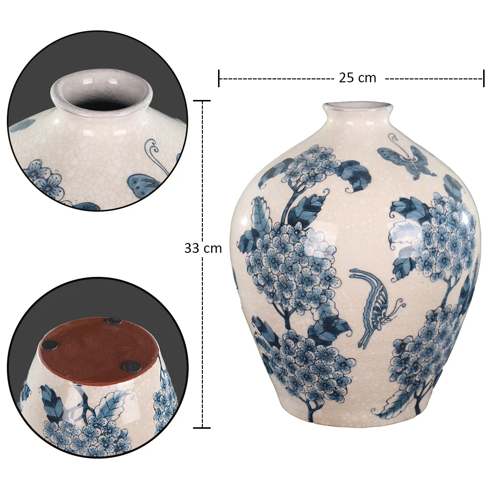 Blue Floral Ceramic Vase - Image 5