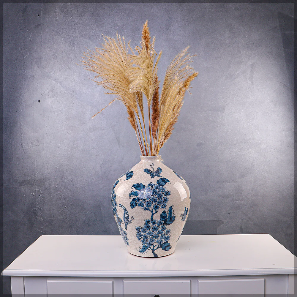Blue Floral Ceramic Vase - Image 6