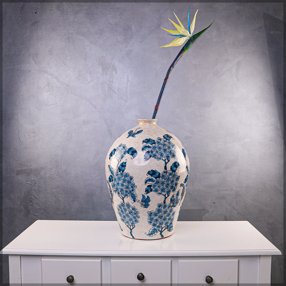 Blue Floral Ceramic Vase - Image 9
