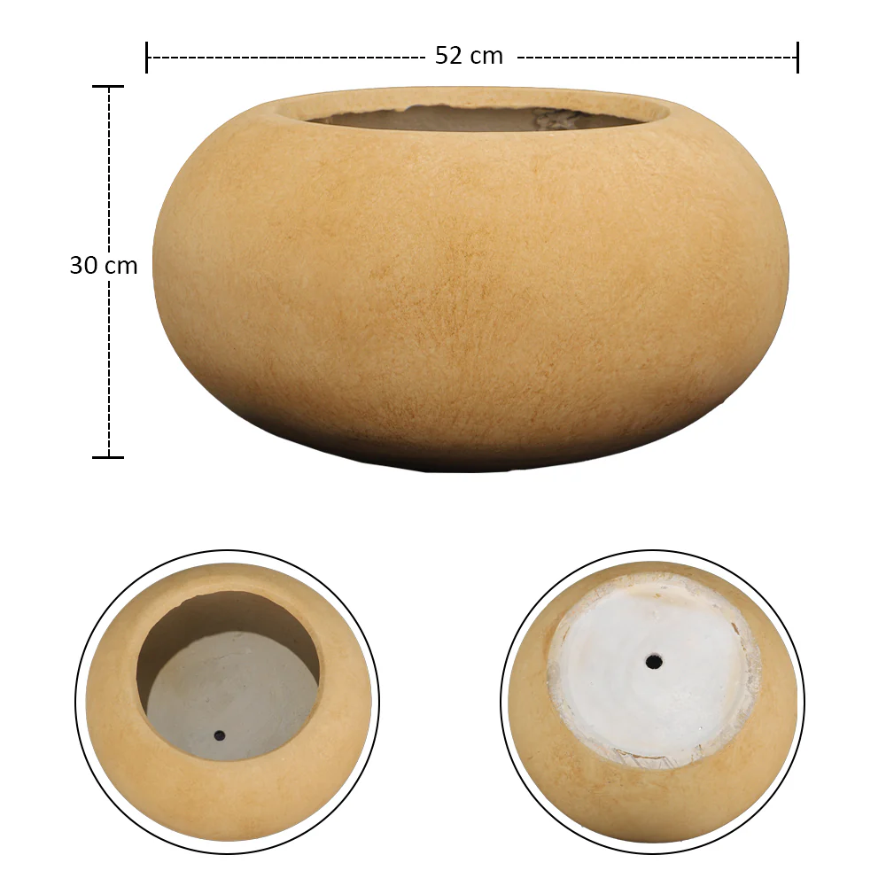 Brown Round Concrete Pot - Image 5