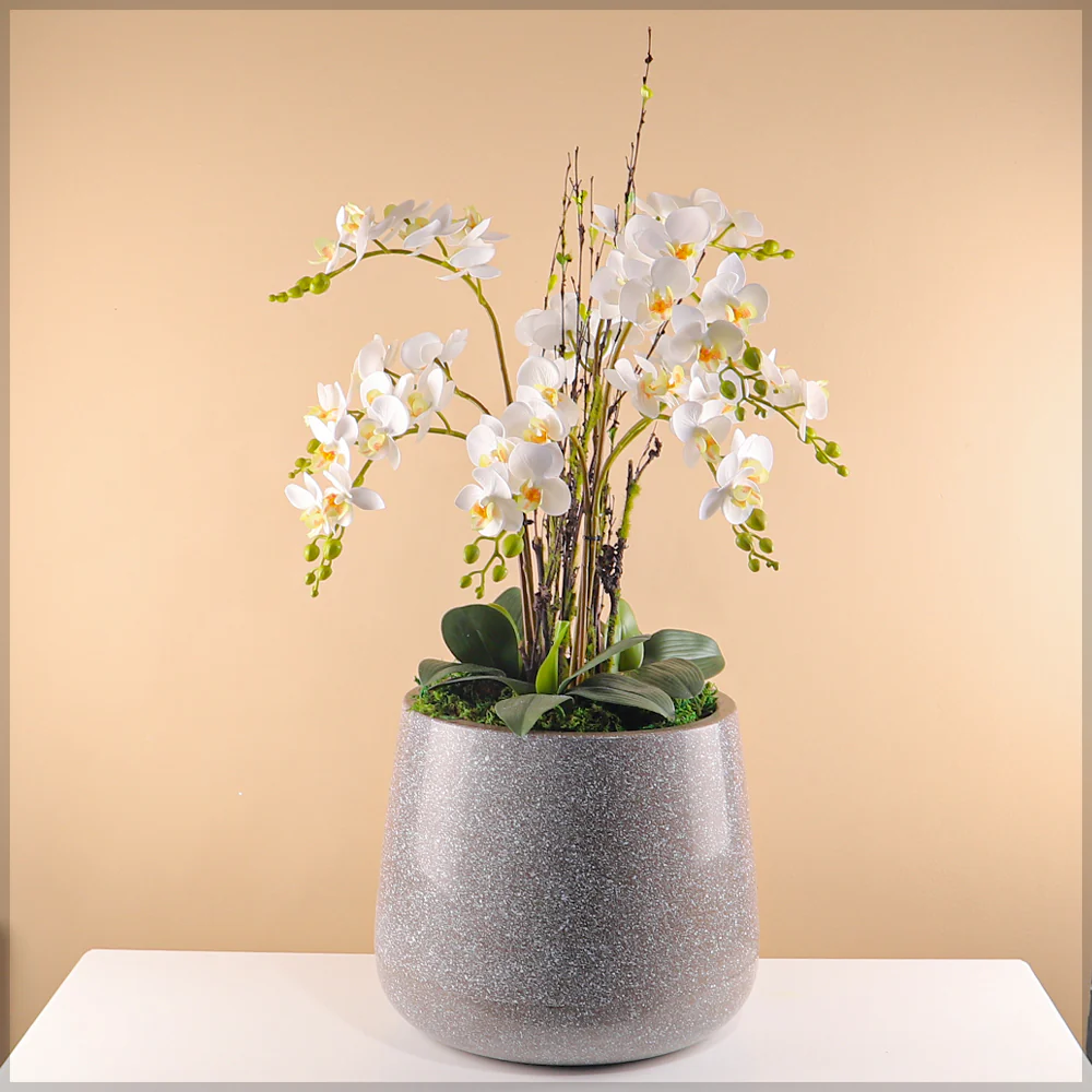 Brown with Small White Print Plastic Planter - Image 19