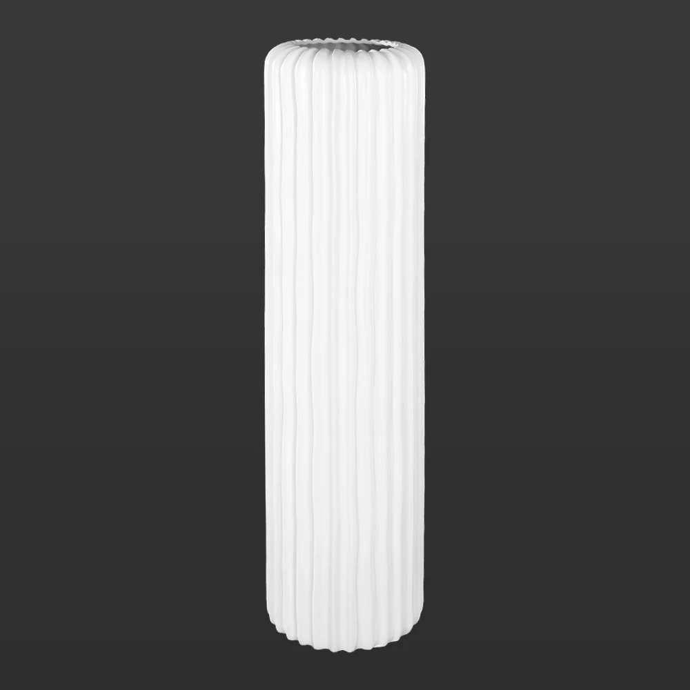 Ceramic White Floor Vase With Groove Texture - Image 4