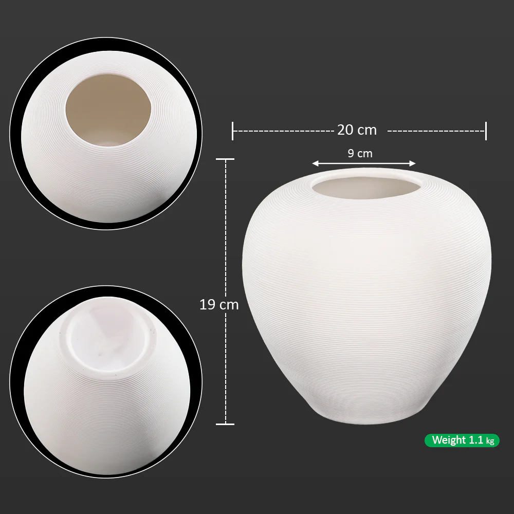 Ceramic Wide Textured Vase - Image 6