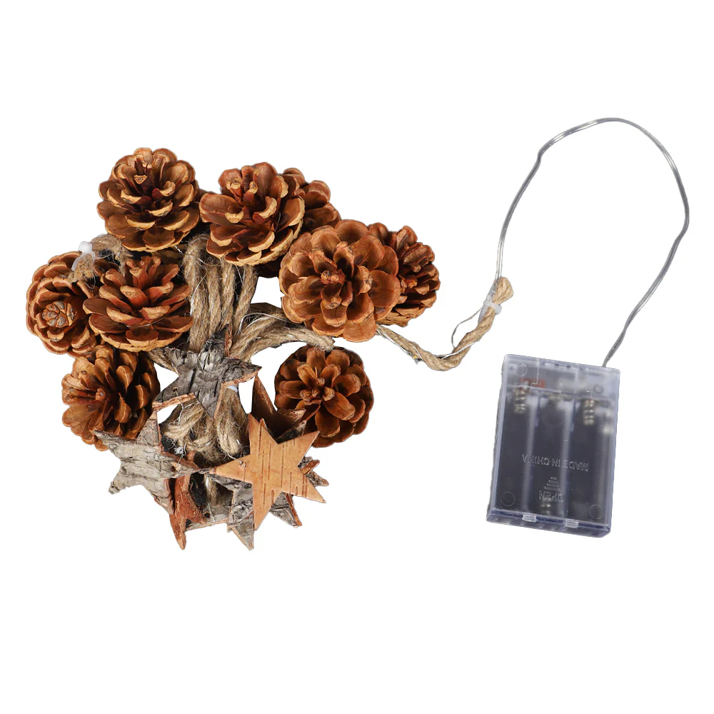 Christmas LED Lights Single String With Pinecones and Stars - Image 3