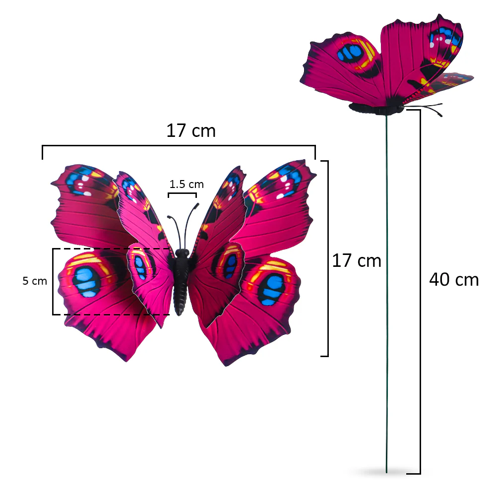 12pcs Colorful Butterflies on Sticks-butterfly-17cm - Image 3