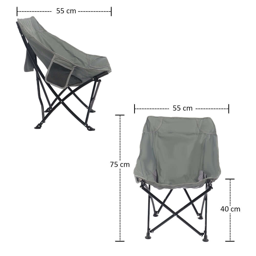 Comfortable Moon Black Chair with Cup Holder for Camping - Image 13