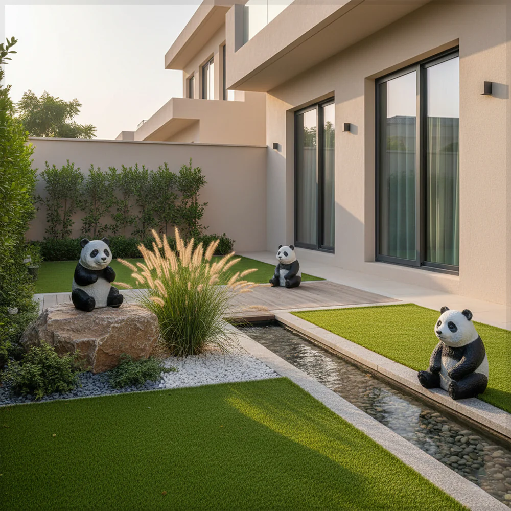 1 Piece Concrete Panda Statue for Decoration (Panda Only) - Image 8
