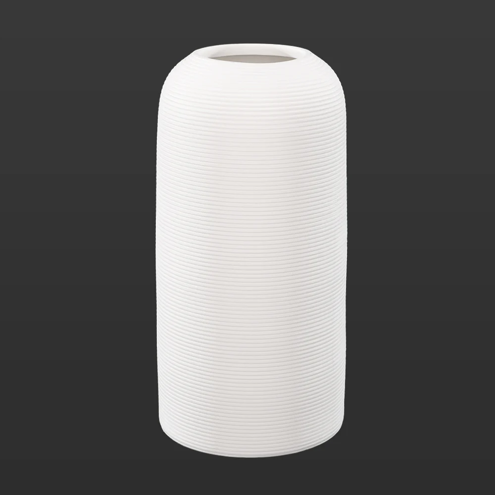 Contemporary Cylindrical Design with Ribbed Detailing Vase - Image 3