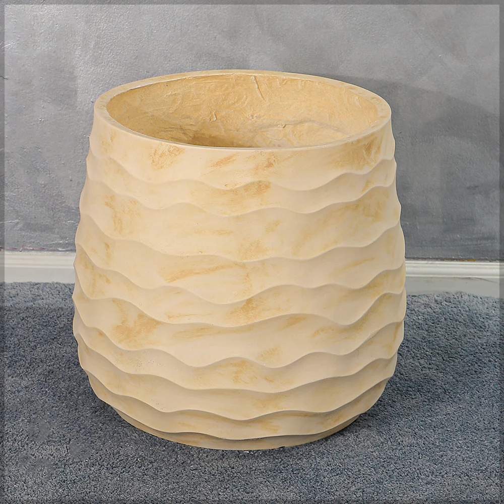 Cream Wavy Design Concrete Planter - Image 6