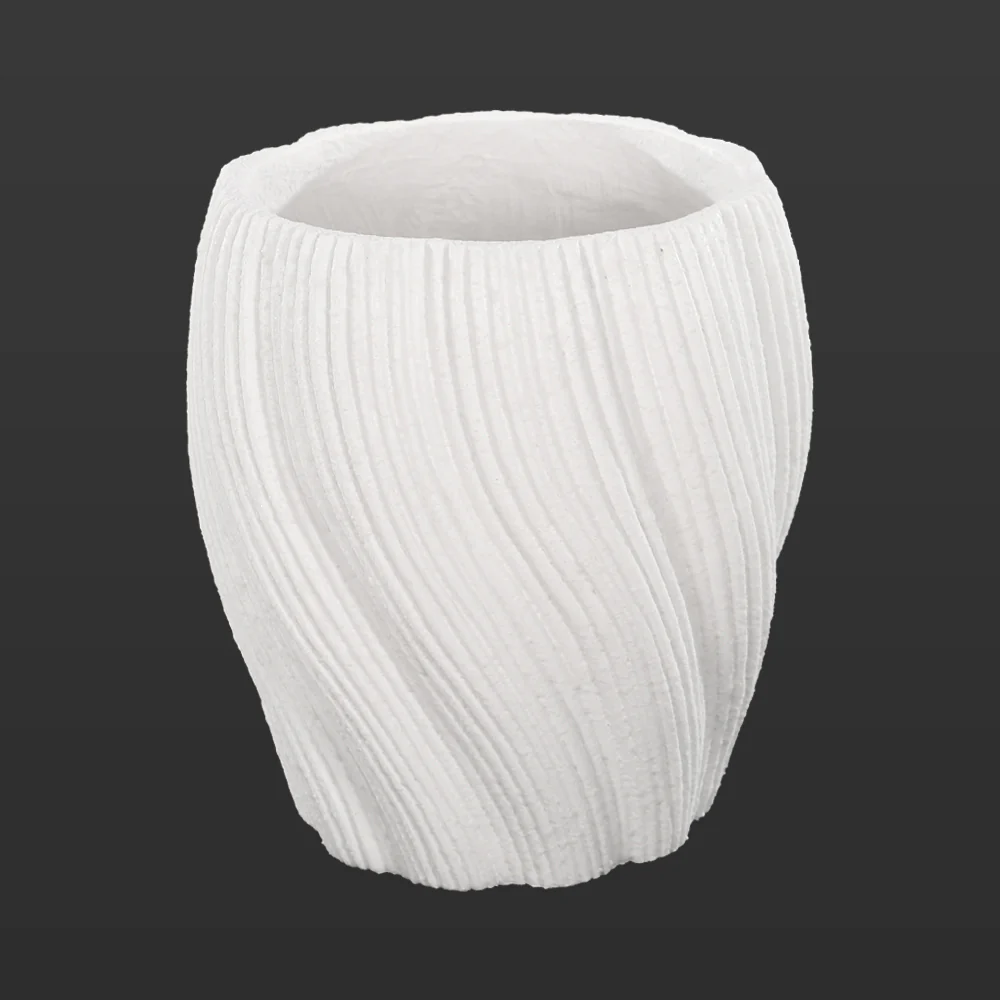 Curvy Lines Rounded White Planter - Image 3