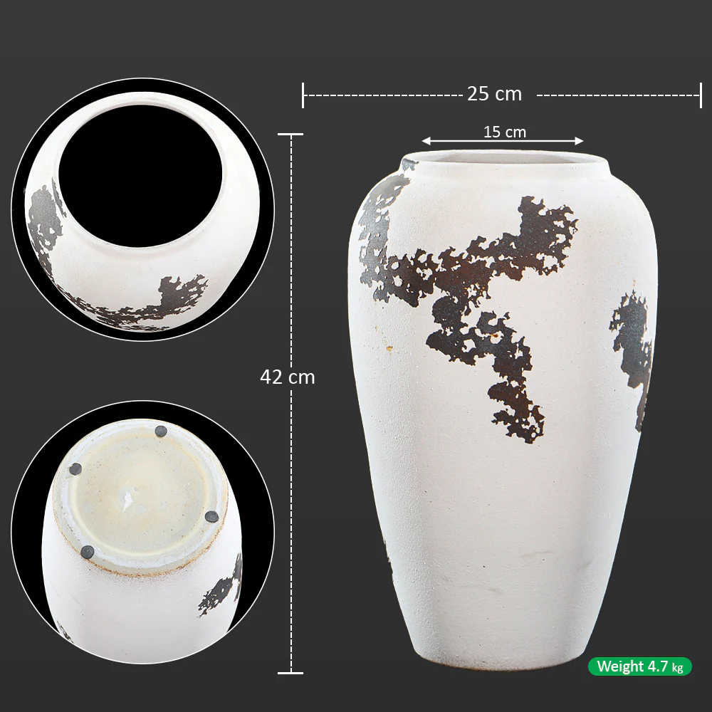 Dark Brown/White Pattern Design Vase - Image 8