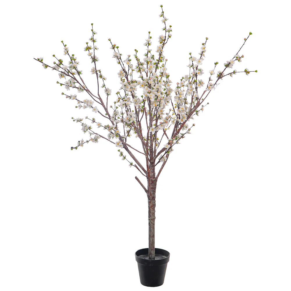 White Decorative Artificial Cherry Blossom Plant(with black nursery pot) - Image 13