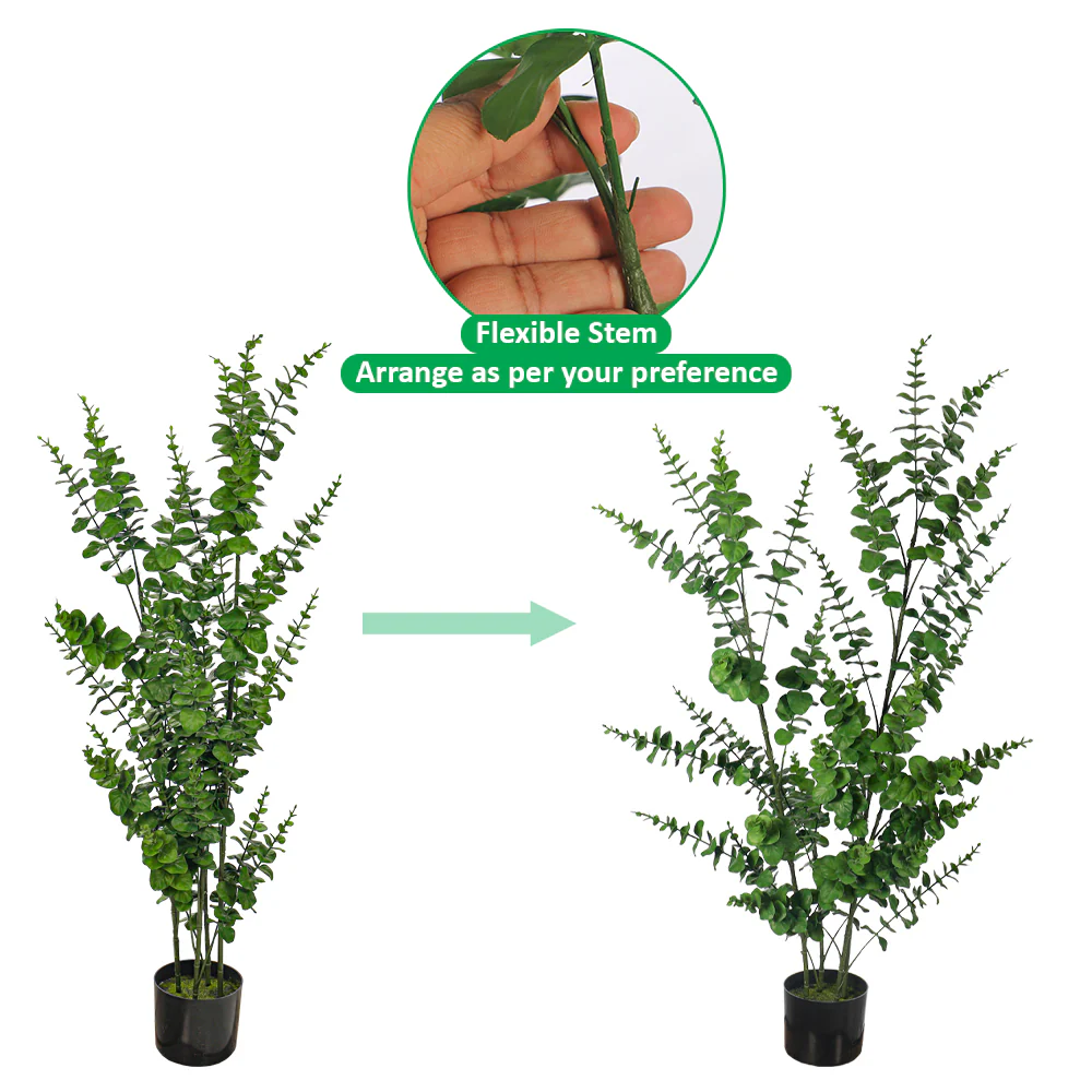 Decorative Artificial Eucalyptus Plant 120cm Tall(with black nursery pot) - Image 3