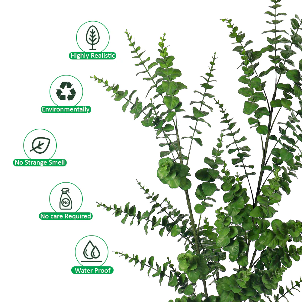 Decorative Artificial Eucalyptus Plant 120cm Tall(with black nursery pot) - Image 4