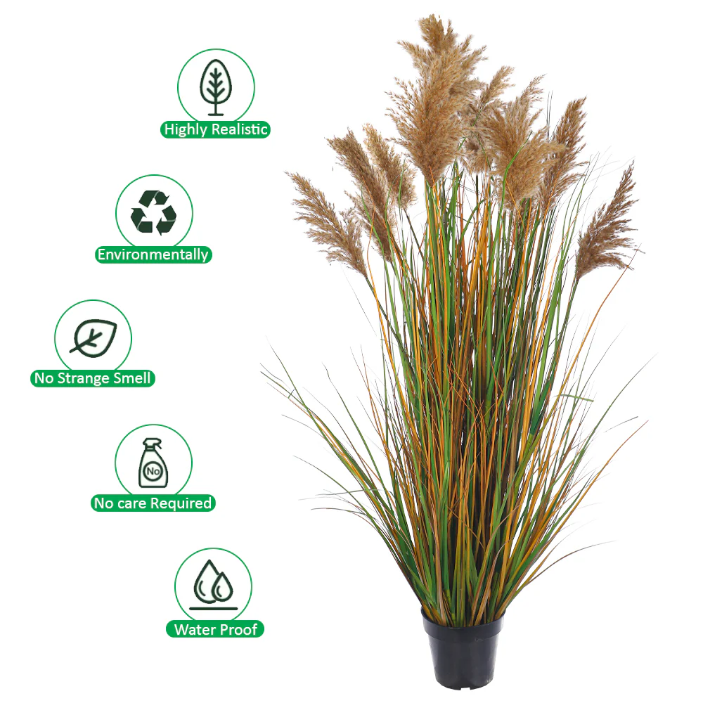 Decorative Artificial Grass Plant with Natural Dried Pampas Flower - Image 4
