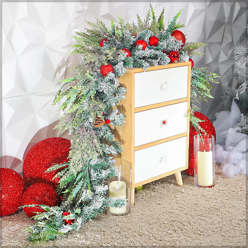 1-Piece Decorative Artificial Pine Snow Garland(Without Christmas Balls) - Image 6